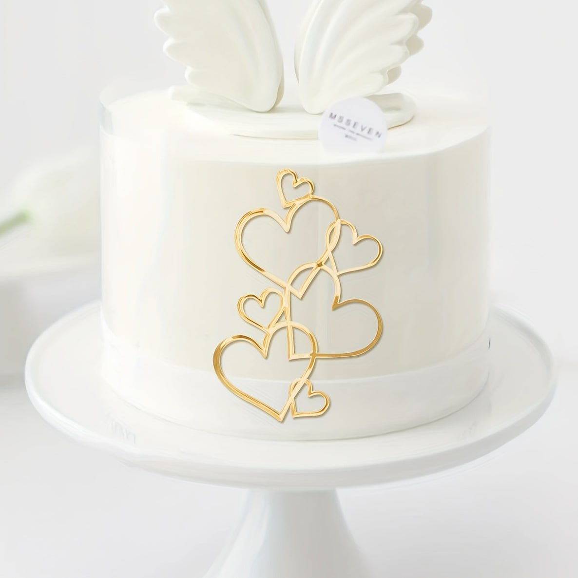 Wedding Anniversary Heart Cake Topper Golden Decorations