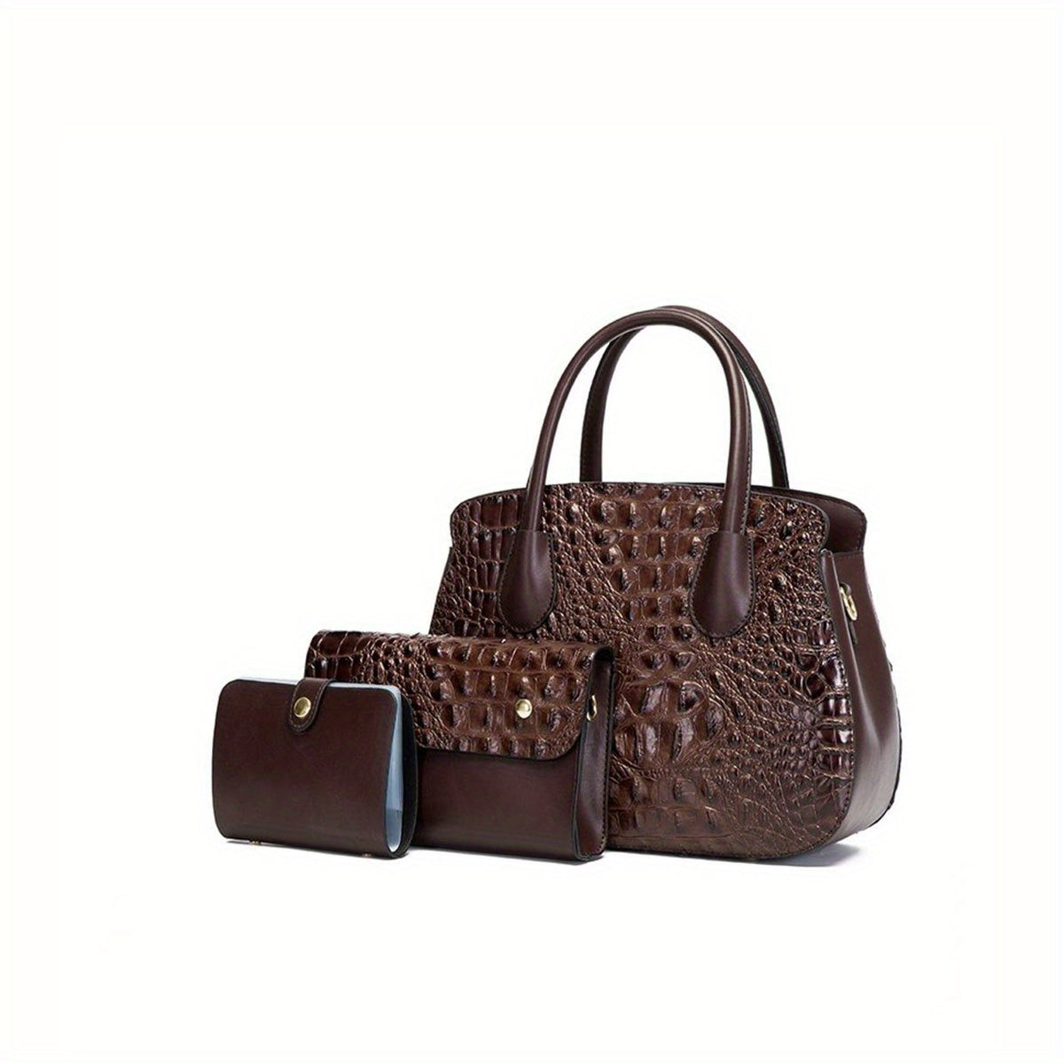 Crocodile Embossed Handbag Tote Bag Combo Set
