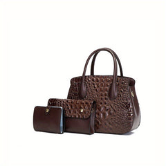 Crocodile Embossed Handbag Tote Bag Combo Set