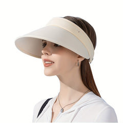 Solid Visor Hat Casual Ponytail Sun Hat UV Protection Foldable