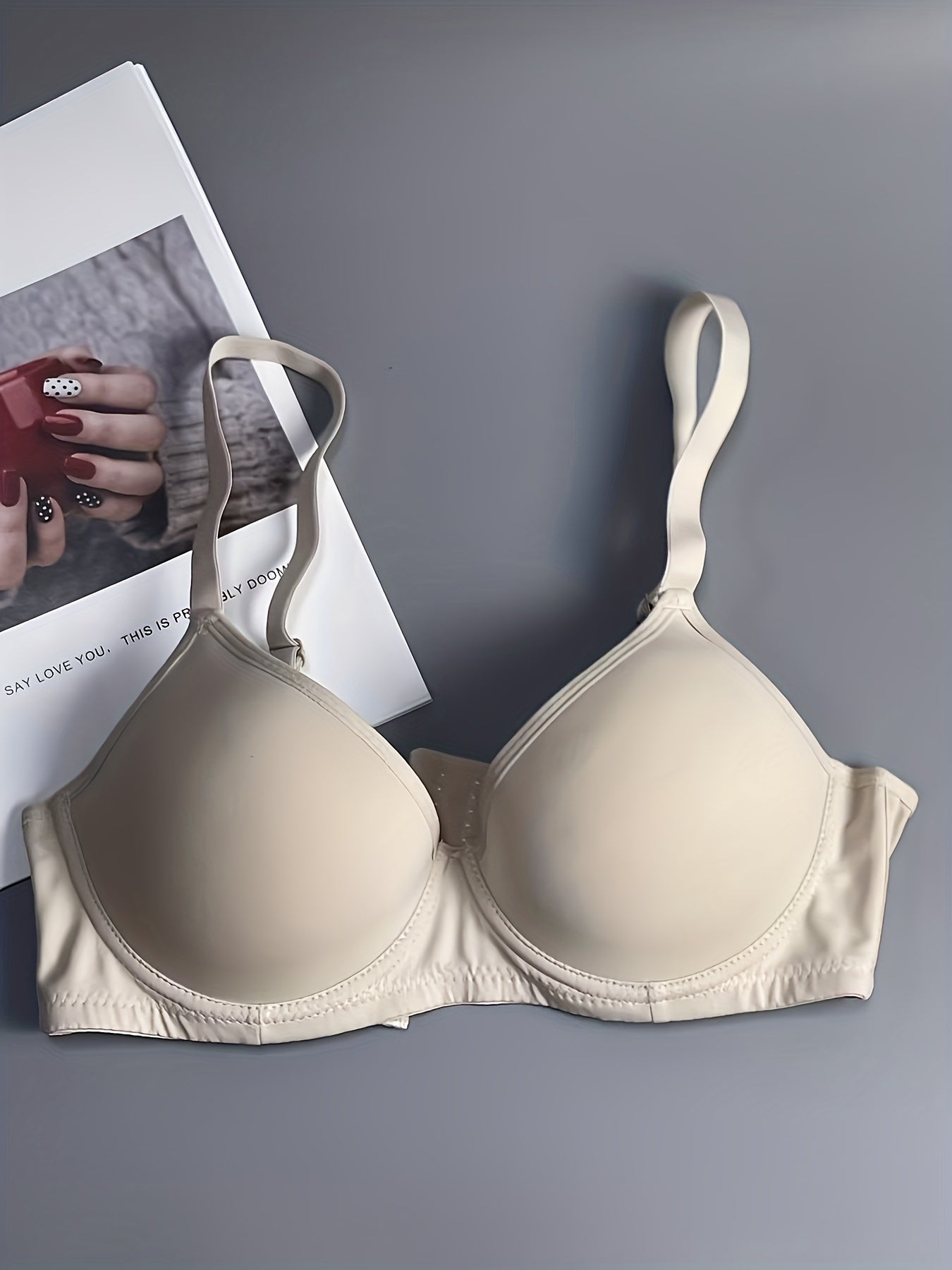 Solid Full Coverage Bra Comfy & Breathable Push Up Bra