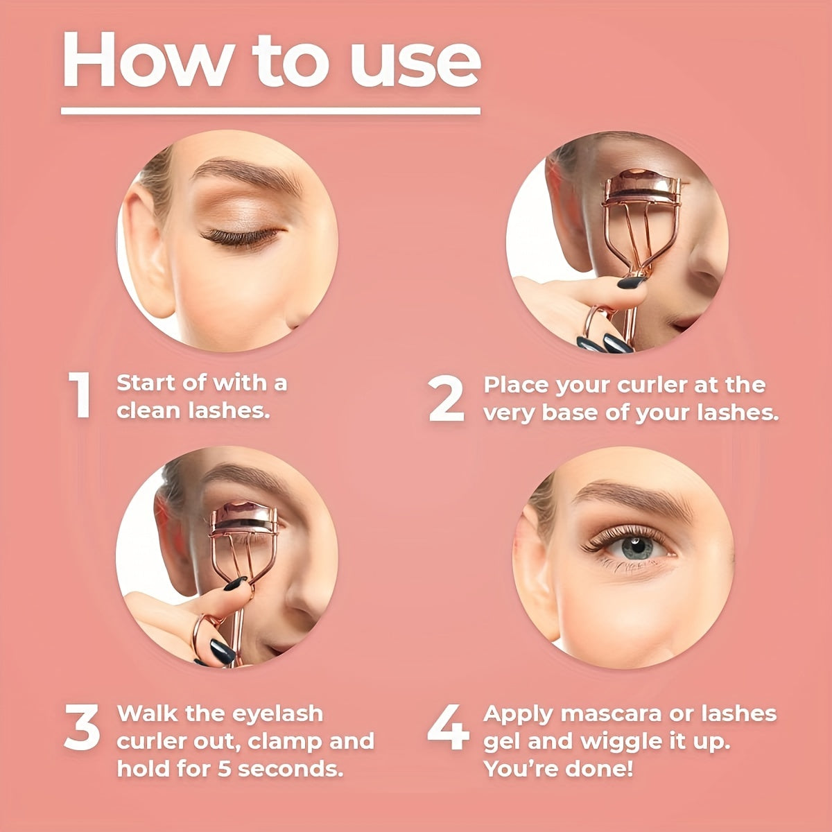 Eyelash Curler and Eyebrow Brush Kit with Silicone Refills Pads