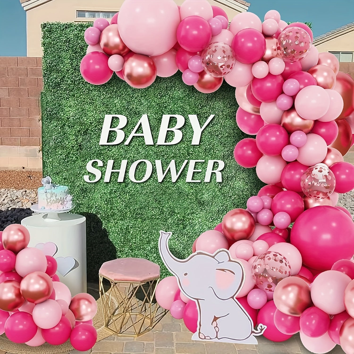 164pcs Pink Latex Balloons Rose Golden Balloon Arch Set