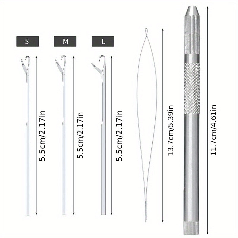 Hair Extension Tools Set 3 Needles Pulling Needle Loop Threader Ventilating Hold
