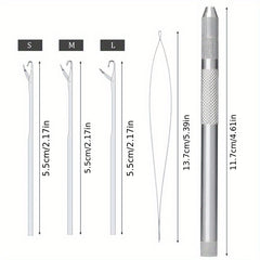 Hair Extension Tools Set 3 Needles Pulling Needle Loop Threader Ventilating Hold