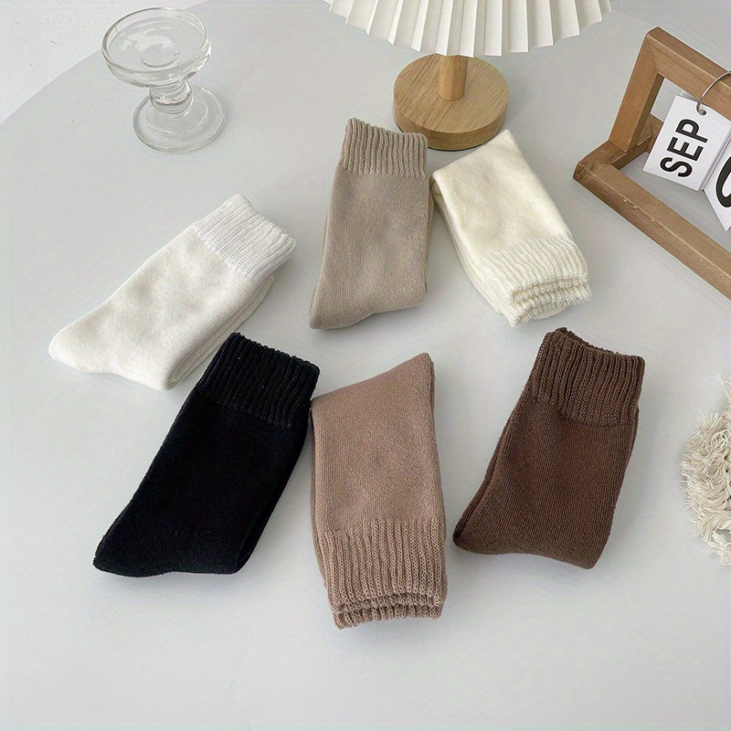 6 Pairs Comfy & Warm Women's Mid Tube Socks