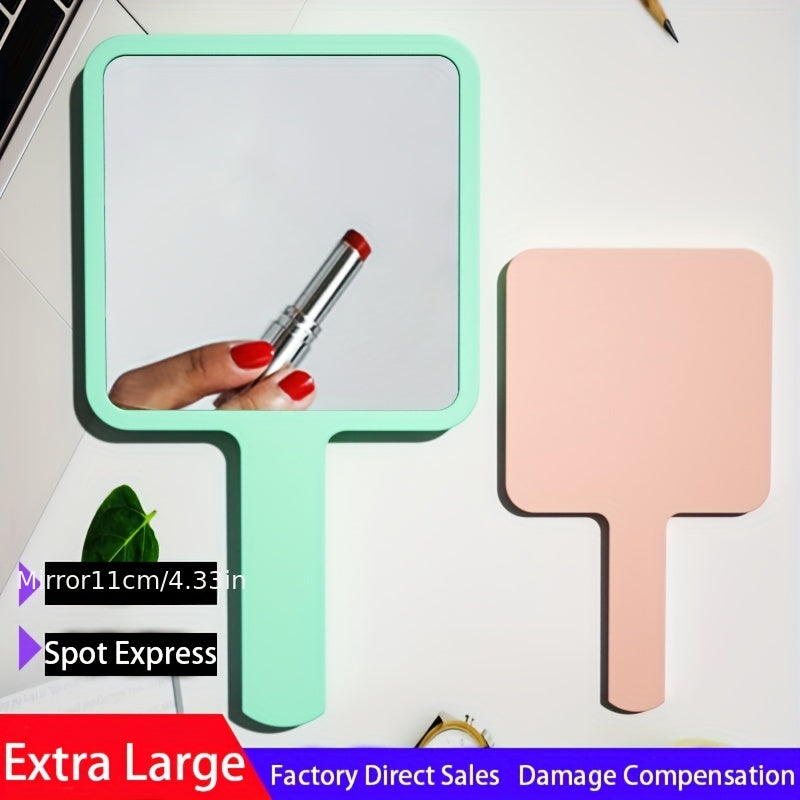 Large Square Cosmetic Mirror with Handle for Women's Makeup