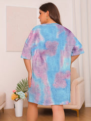  Tie Dye Short Sleeve Lounge Dress