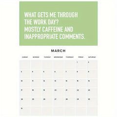Motivational Wall Calendar - Easy Daily Grid Notepad - Home Office Planner