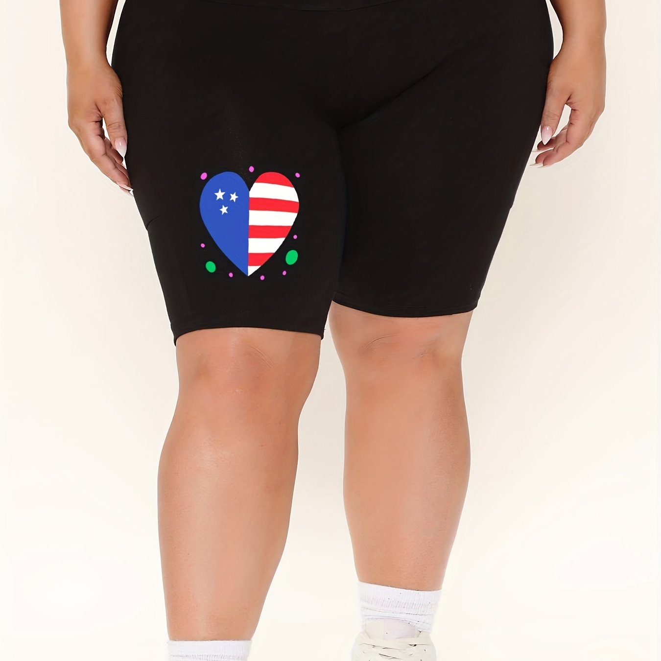 Independence Casual Shorts Women's Plus High Rise Biker Shorts