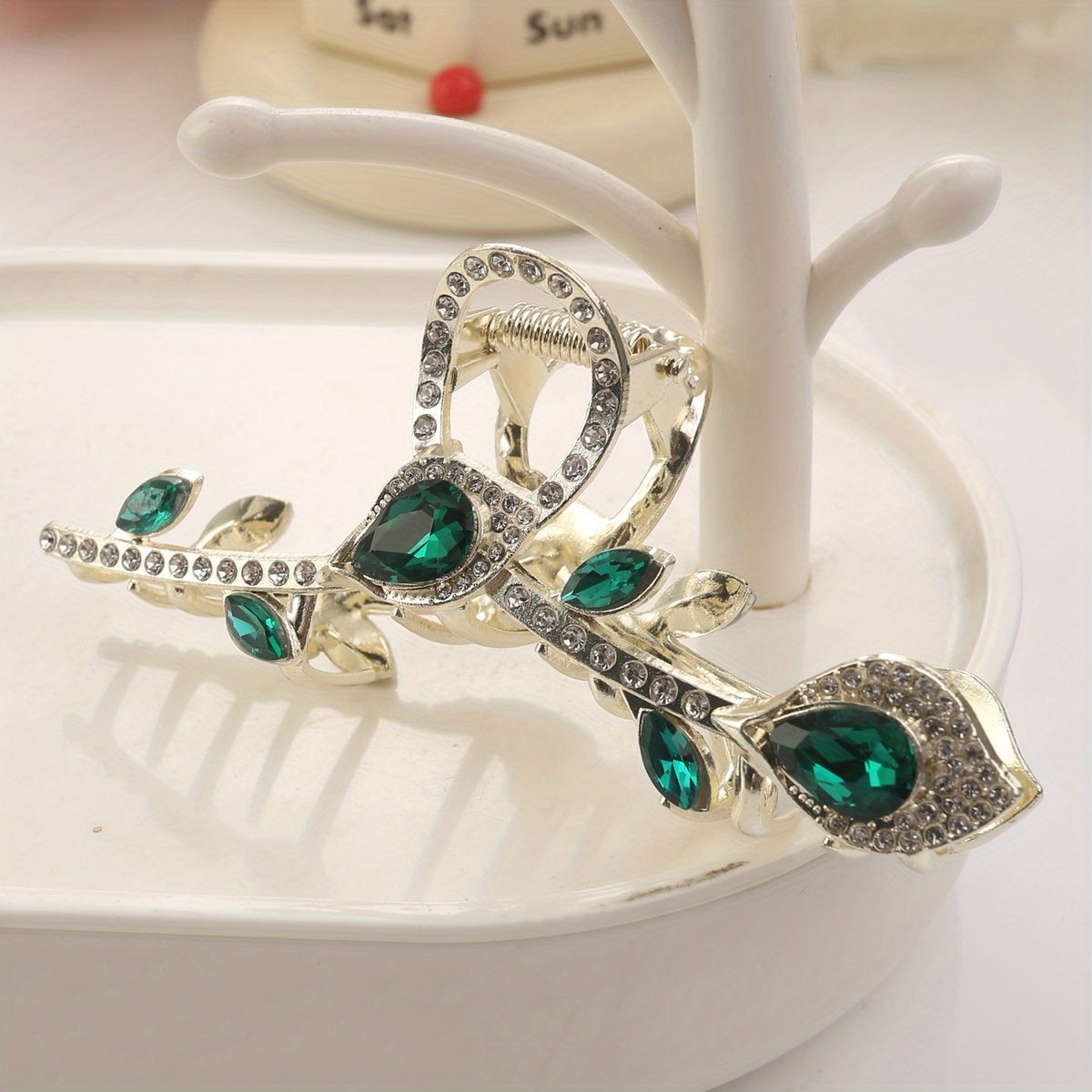 Vintage Rhinestone Hair Claw Glitter Hair Claw Nonslip Ponytail Holder