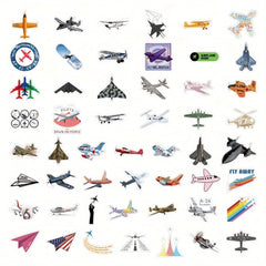 50pcs Plane Stickers Waterproof Decals for Bottles Laptop Refrigerator