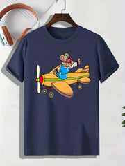 Men's Cartoon Animal Pattern T shirt Active Slightly Stretch Tee