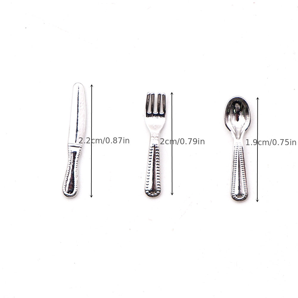 1/12 Dollhouse Cutlery Set Plastic Tableware Utensils Halloween Decoration