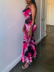 Floral Print Round Neck Flared Leg Jumpsuit