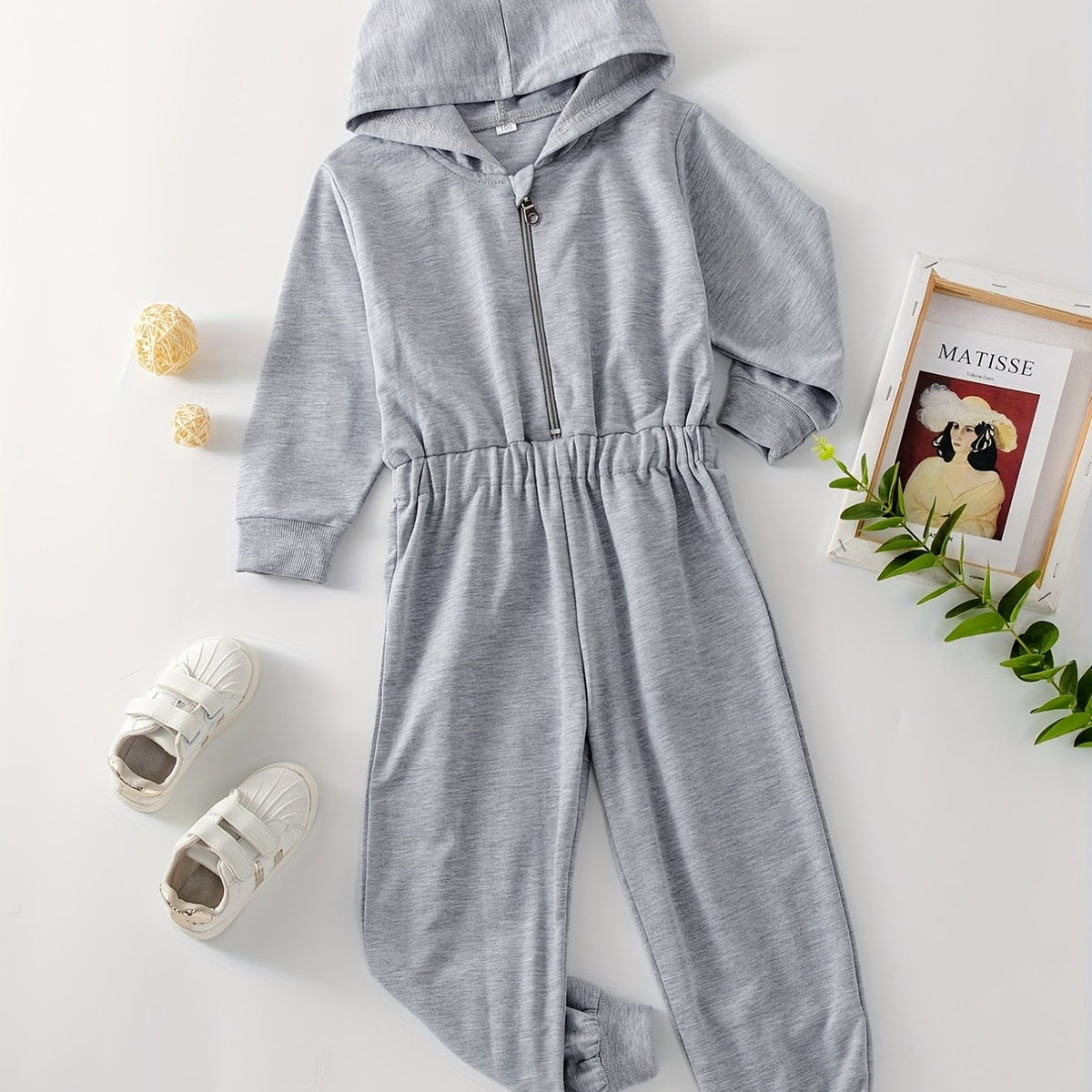 Girls Hoodie Jumpsuit with Elastic Waist - Kids Casual Summer Outfit