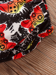 Boys Gamepad Print Casual Outfit T-shirt & Shorts Set