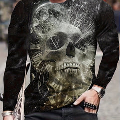 Skull 3D Print Men's Long Sleeve Graphic T-Shirt for Autumn