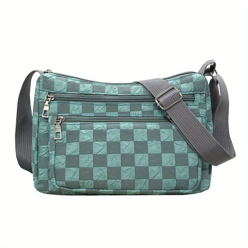 Checkerboard Crossbody Bag Nylon Shoulder Bag