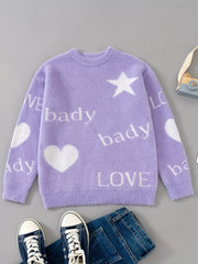 Girls' Knitted Pullover Soft Fleece Warm Sweater