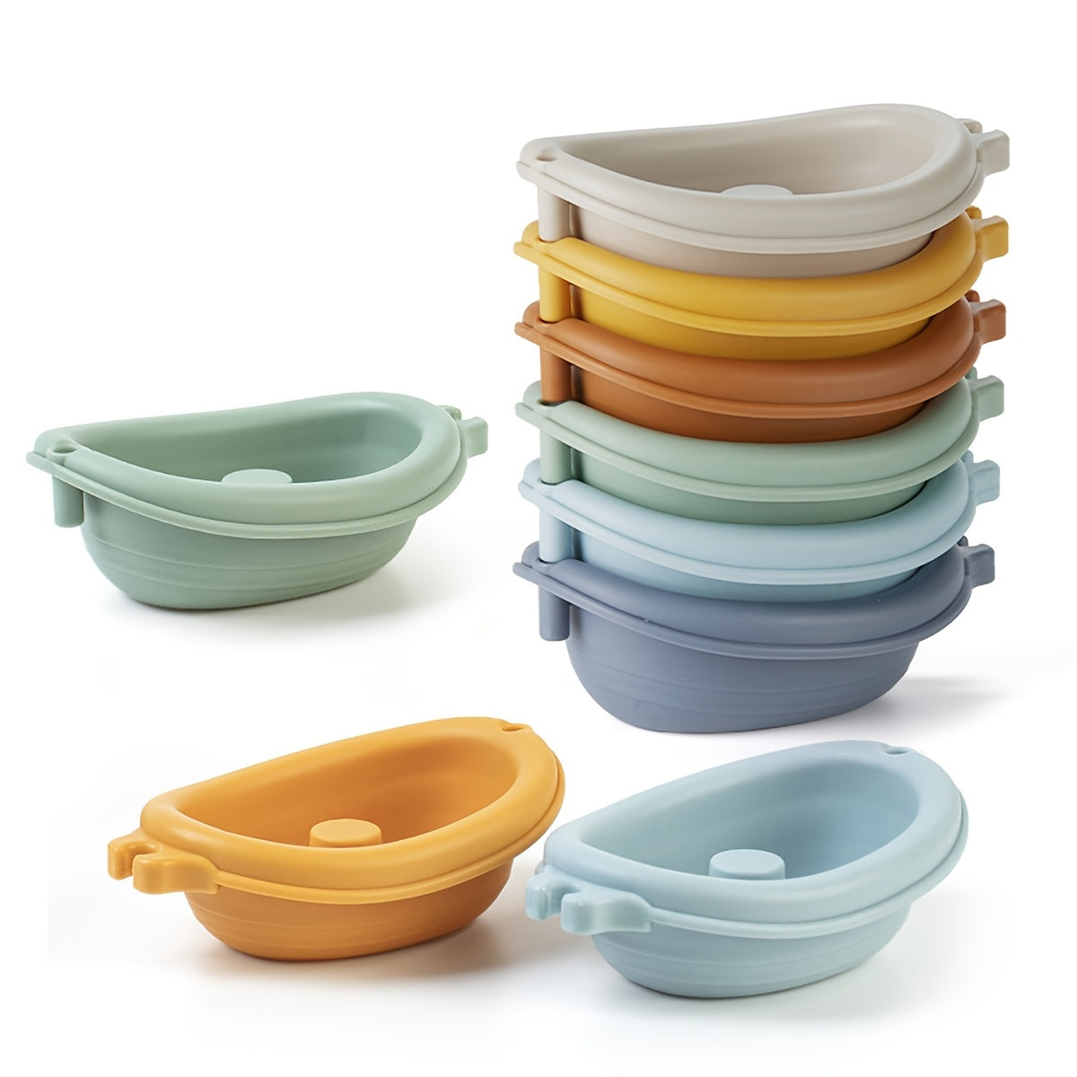 Colorful Stacking Boat Bath Toys for Kids - Durable ABS Material