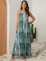 Abstract Print Cami Dress V-Neck Maxi Dress