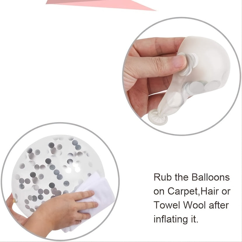 52pcs 12 Silver Confetti Balloons for Weddings Birthdays Baby Showers