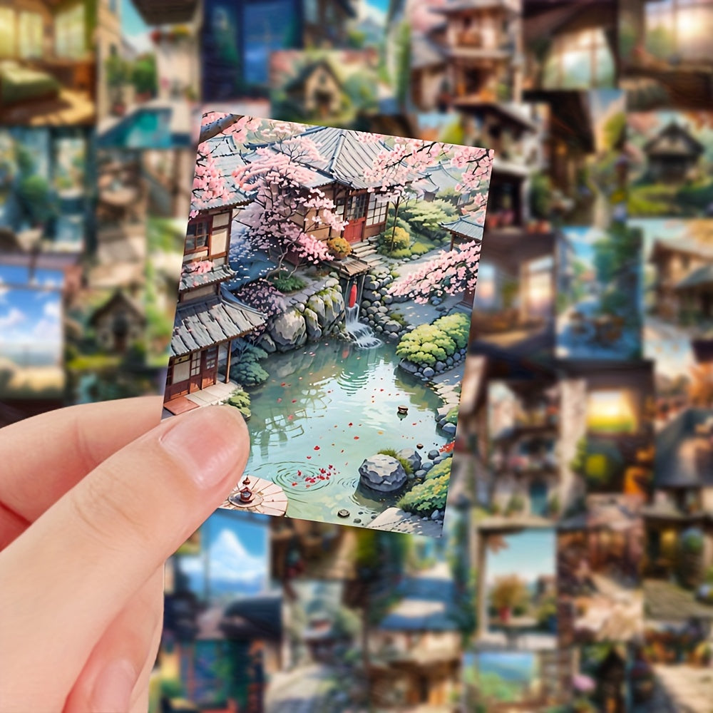 54pcs Landscape Illustration Stickers Pack for Laptop Luggage Bottle