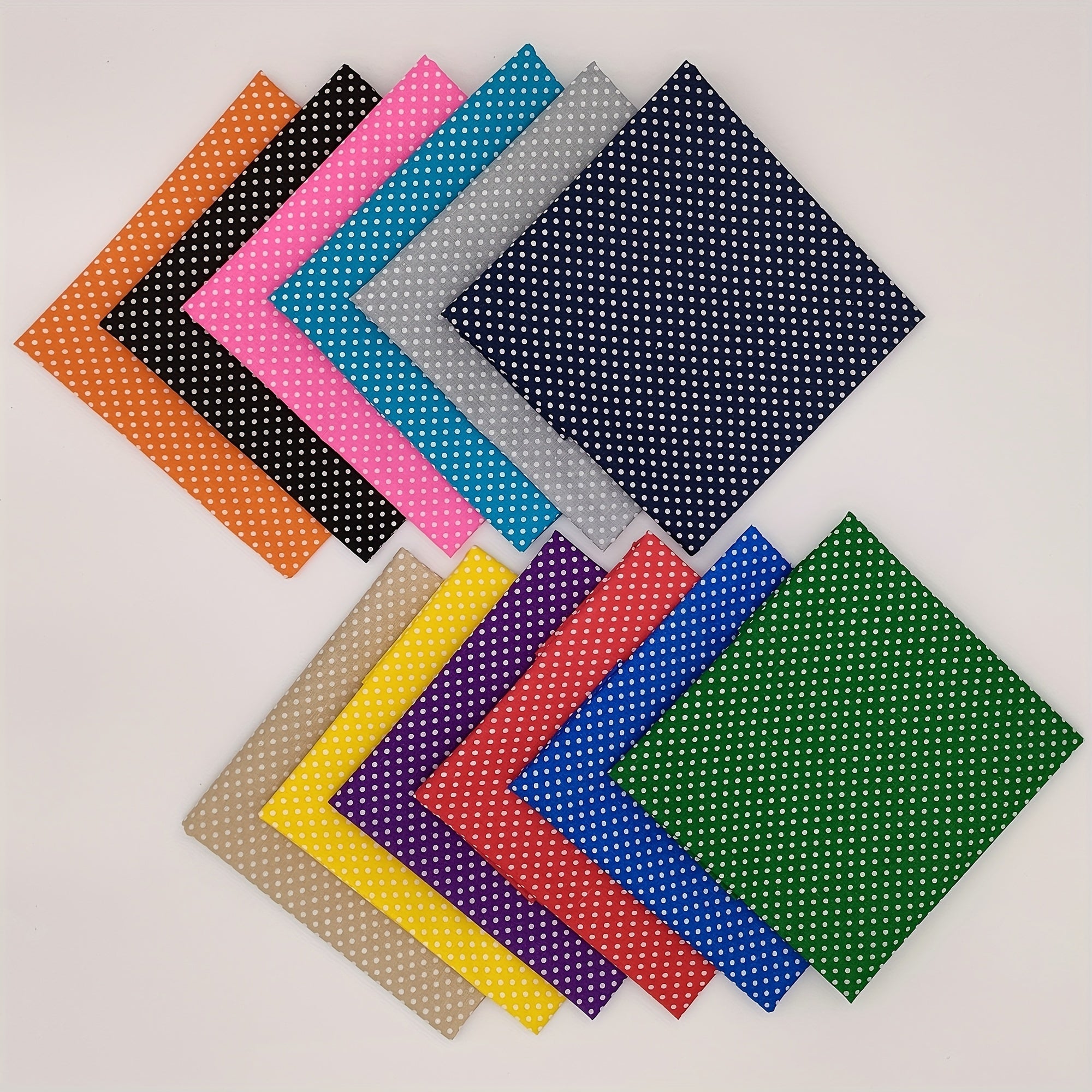 12pcs Small Dots Pre Cut Fabric Patchwork Crafting Sewing