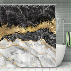 Waterproof Marble Shower Curtain with Rug & Mat Set