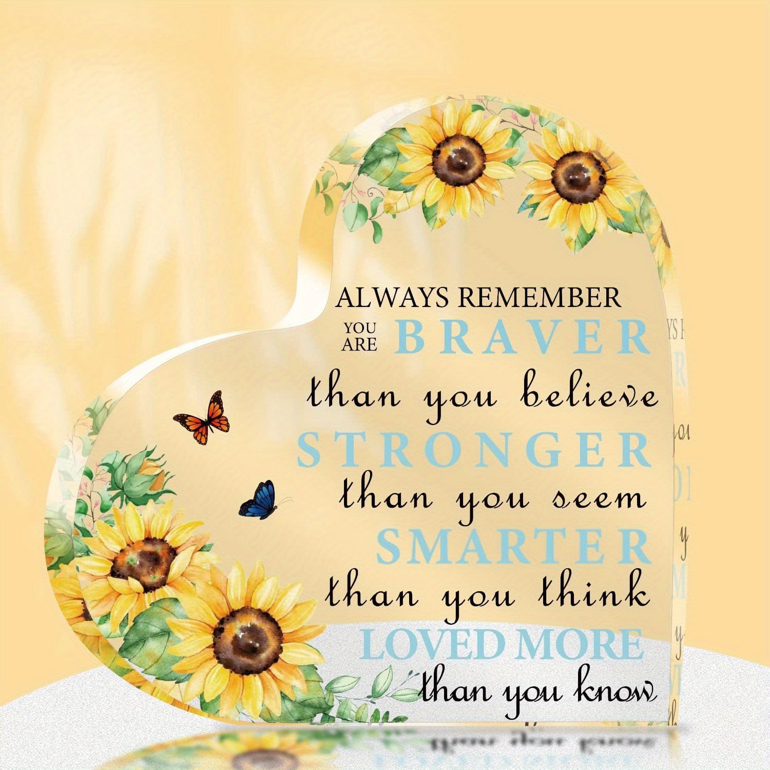 Sunflower Acrylic Heart Party Decoration - Inspirational Gift