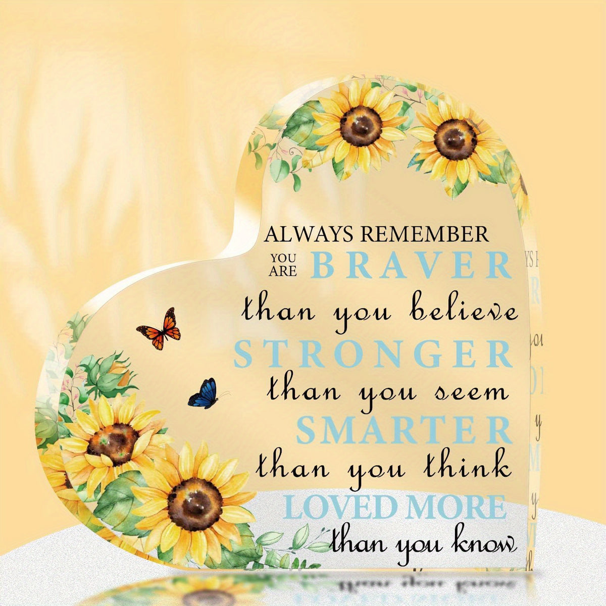 Sunflower Acrylic Heart Party Decoration - Inspirational Gift
