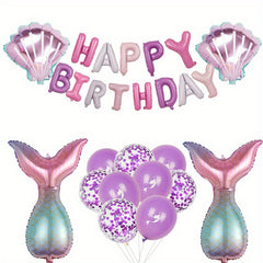 27pcs Mermaid Balloon Set Birthday Party For Girls