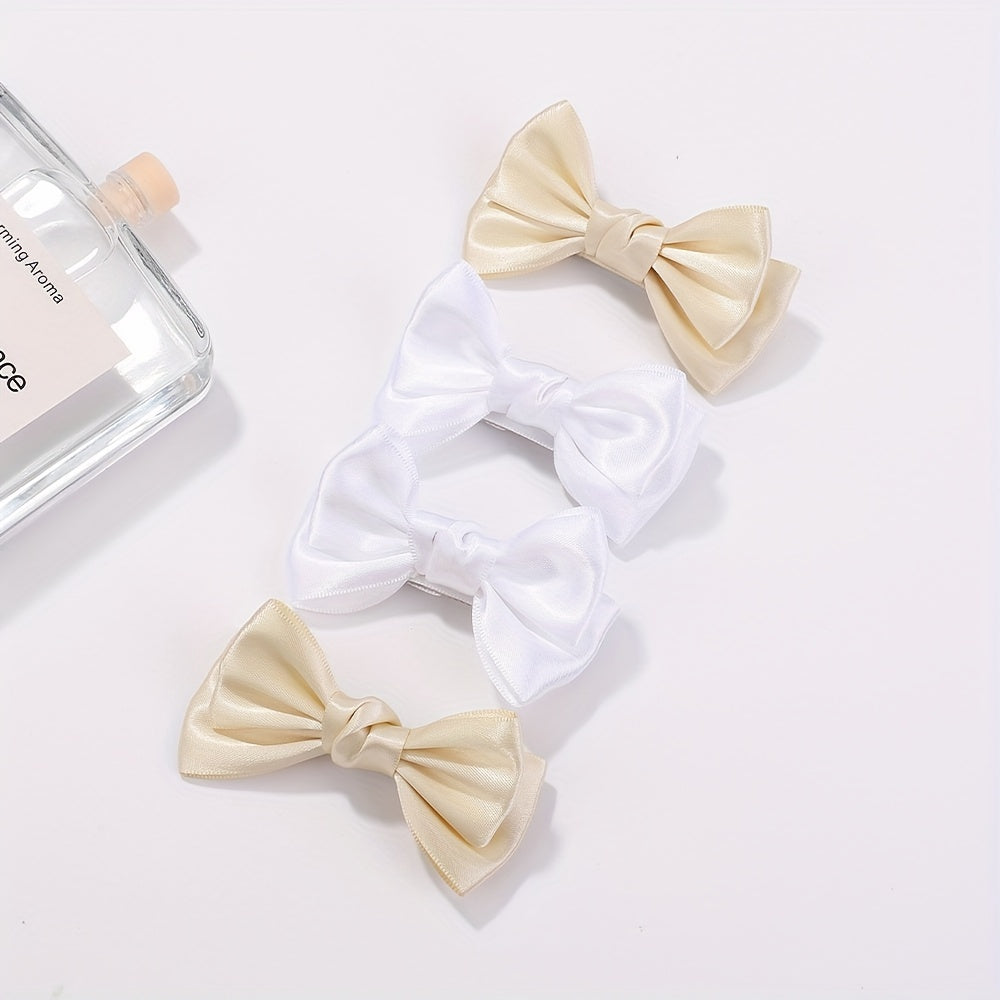 4pcs Handcraft Plain Bow Hair Clip Hair Accessories for Girls Baby Kids