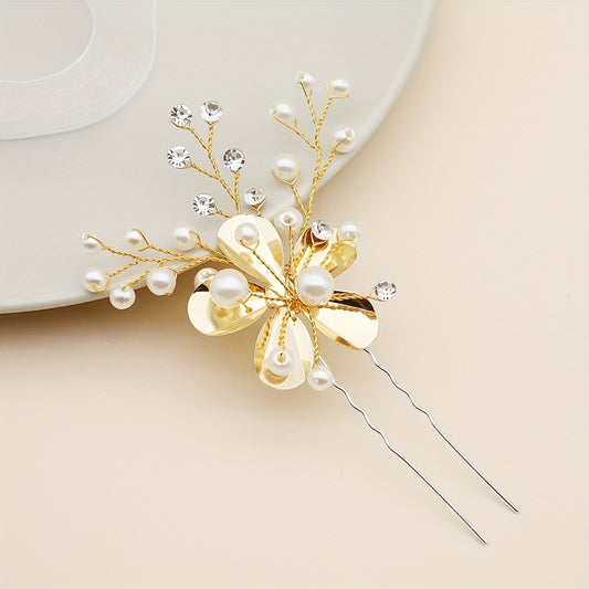 Alloy Leaf Faux Pearl Hairpin Bridal Wedding Party Favor Decorations