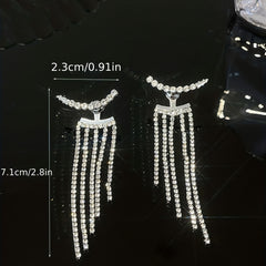 Zircon Tassel Dangle Earrings Minimalist Style Jewelry