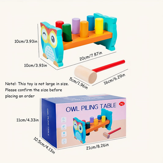 Wooden Owl Sensory Toy Interactive Hammering Game for Kids