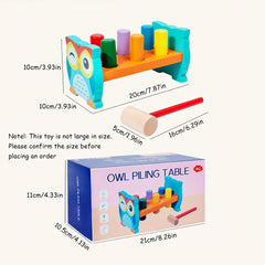 Wooden Owl Sensory Toy Interactive Hammering Game for Kids