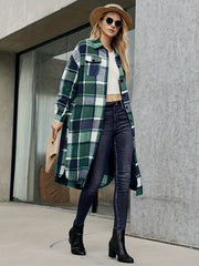  Plaid Print Long Sleeve Button Up Lapel Collar Shirt