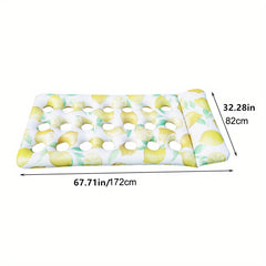 Lemon Print Inflatable Pool Lounger with Headrest
