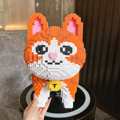 Large Orange Cat Building Block Set Party Game DIY 3D Puzzle Assembly