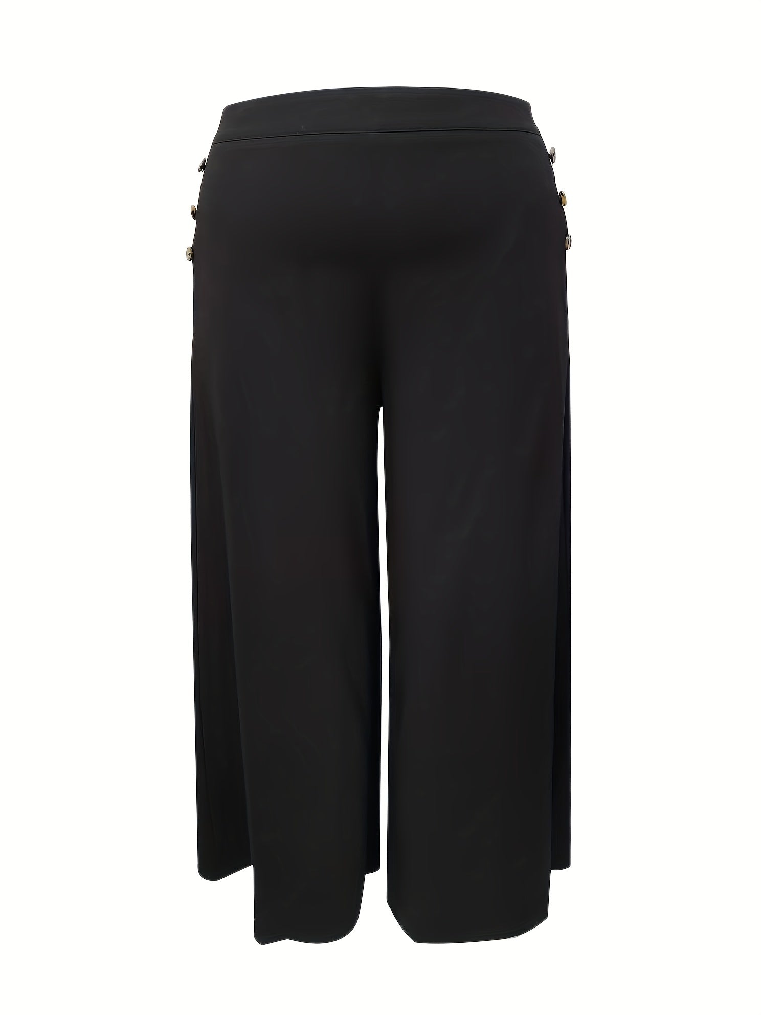  Women's Wide Leg Button Decor Loose Trousers