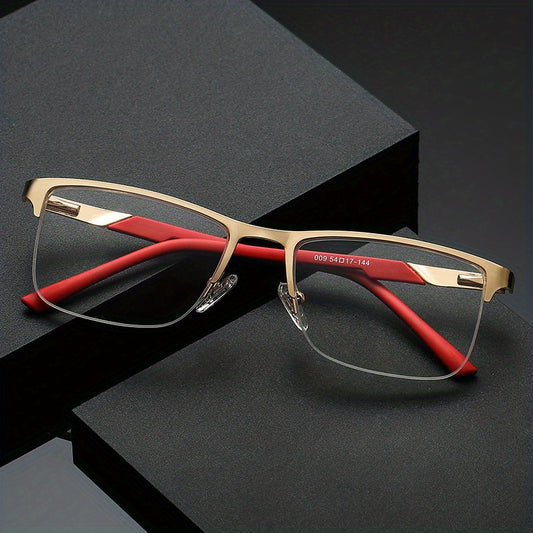 Anti Light Anti UV Semi Rimless Stainless Steel Business Glasses Reader Glasses