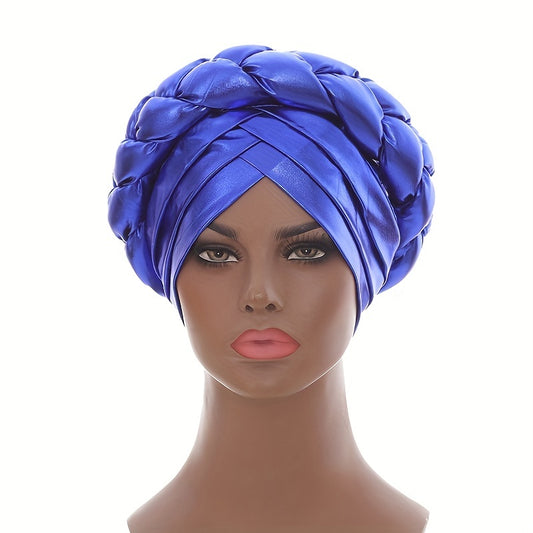 Hot Stamping Turbans Three Layer Bright Head Wraps Twist Braid Bonnet