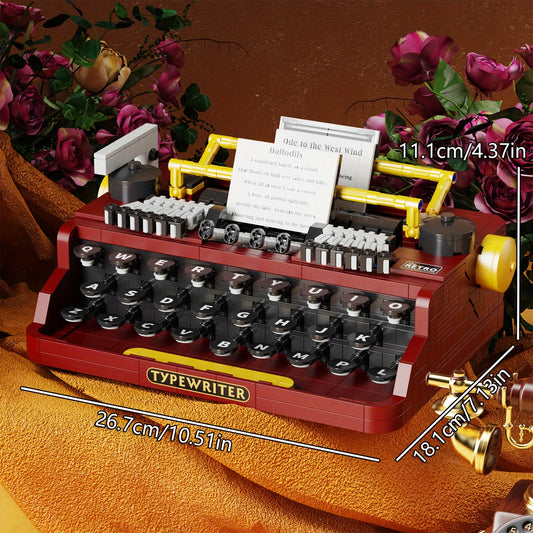 TYCOLE 1160pcs Vintage Typewriter Building Blocks Set Retro Old Style Model