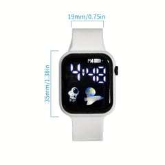 2pcs Astronaut Pattern LED Screen Electronic Watch for Boys Girls Teens