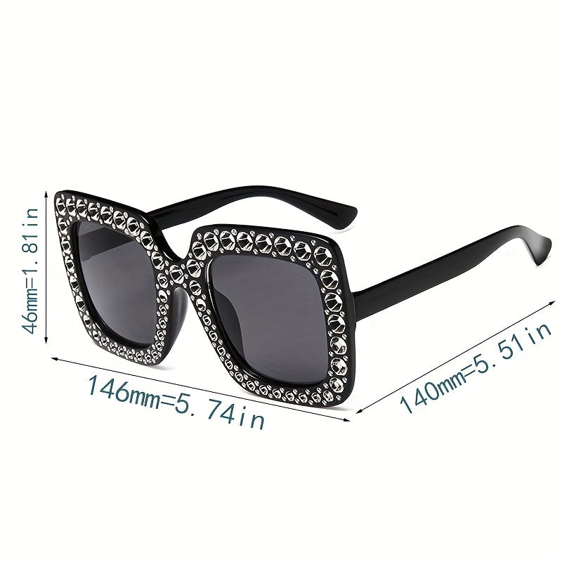Y2K Oversized Square Rhinestone Sunglasses for Women