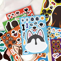 8pcs Cartoon Dog Puzzle Stickers PVC Decals Mixed Colors Self Adhesive