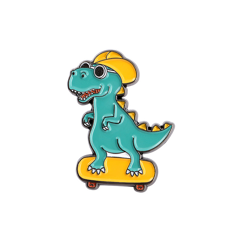 Dinosaur Enamel Pin Red Green Guitar Brooch for Women Bag Gift