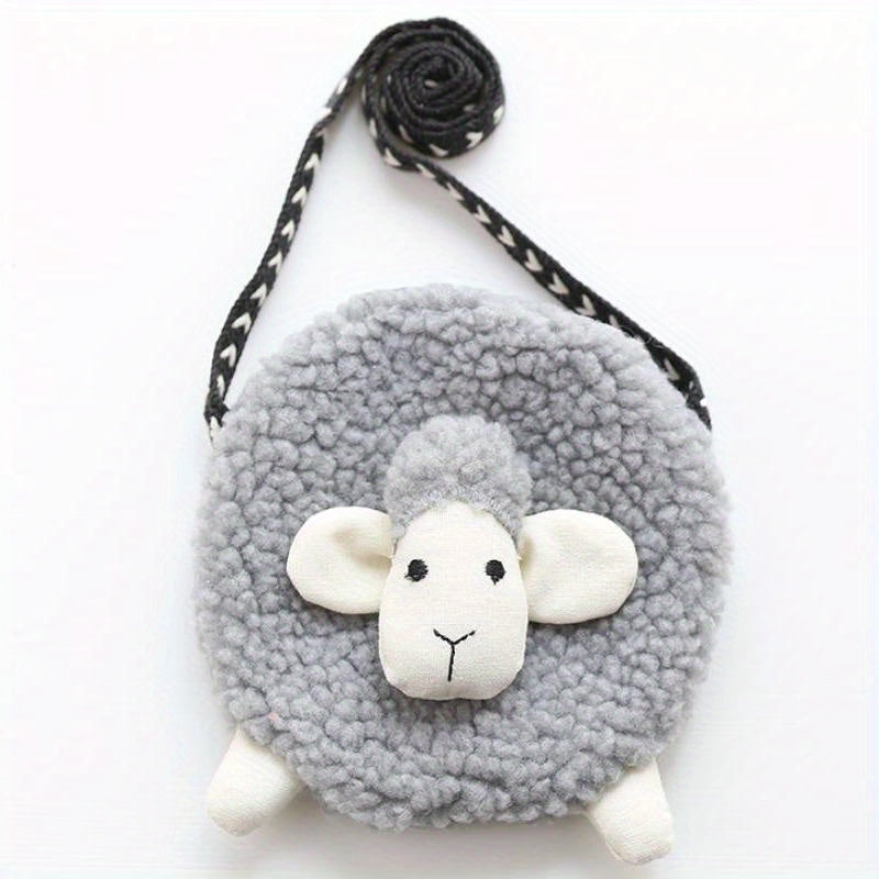 Cartoon Plush Lamb Bag Coin Purse Wallet Crossbody Bag Holiday Gift For Girls
